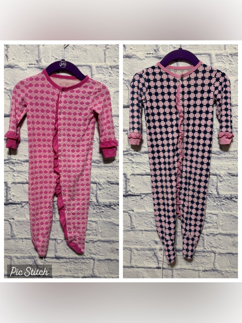 Sweet Bamboo Print snap Footie bundle Size 3-6